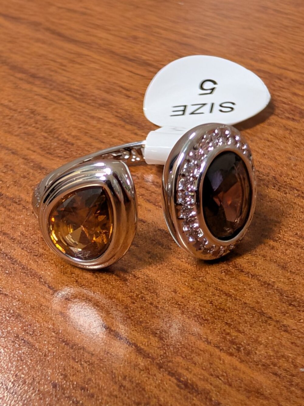 Bomb Party New OG Ring - Size 5 Brown Tourmaline CZ on Rhodium Plating